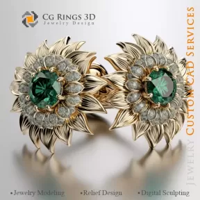 Sonnenblumen-Manschettenknöpfe - Schmuck 3D CAD