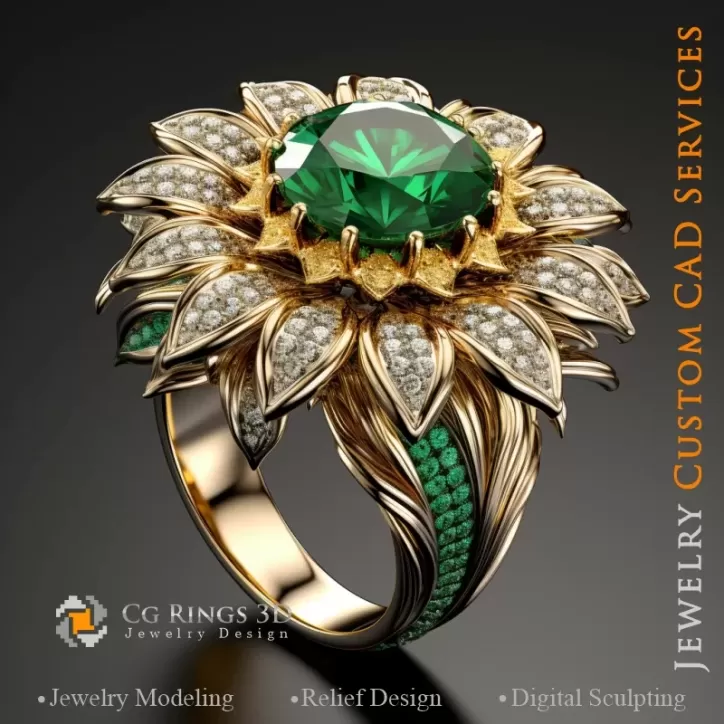 Sonnenblumenring - Schmuck 3D CAD