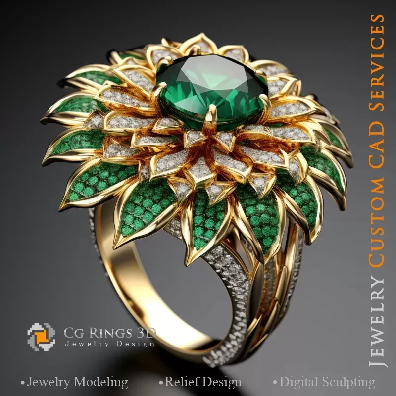 Anello Girasole - Gioielleria 3D CAD