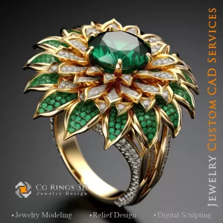 Anello Girasole - Gioielleria 3D CAD