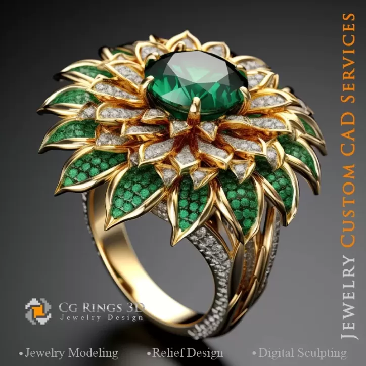 Anillo Girasol - Joyería CAD 3D