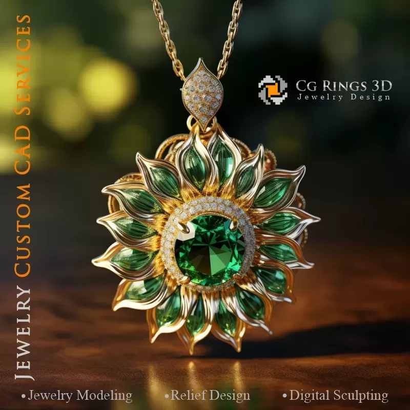 Ciondolo Girasole - CAD 3D per Gioielli