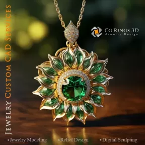 Sonnenblumen-Anhänger - Schmuck 3D CAD