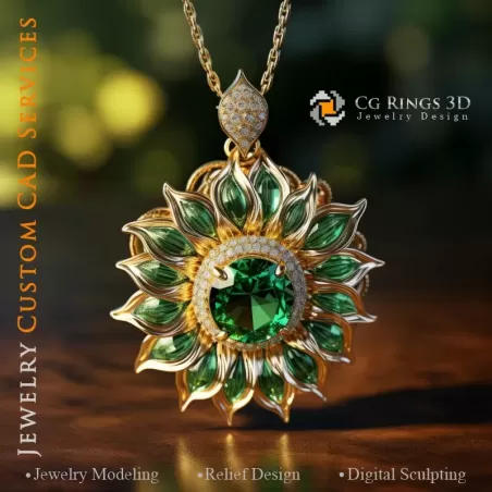 Colgante Girasol - CAD 3D para Joyería
