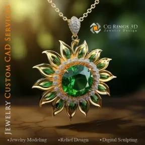 Colgante de Girasol - Joyería 3D CAD