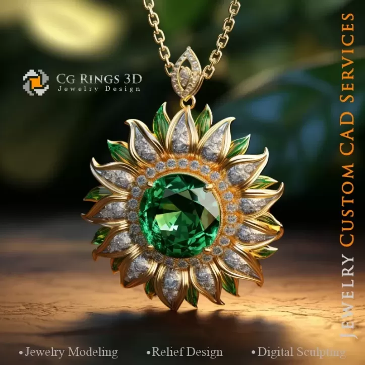 Sonnenblumen-Anhänger - Schmuck 3D CAD