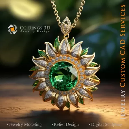 Sonnenblumen-Anhänger - Schmuck 3D CAD