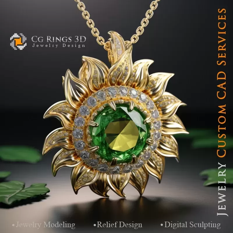 Sonnenblumen-Anhänger - Schmuck 3D CAD