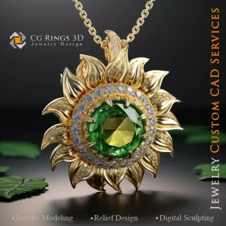 Sonnenblumen-Anhänger - Schmuck 3D CAD
