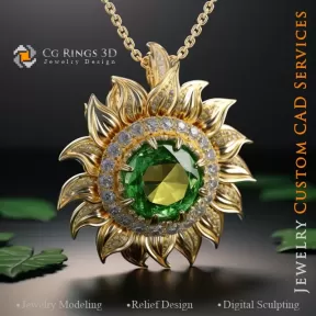 Ciondolo Girasole - CAD 3D per Gioielleria