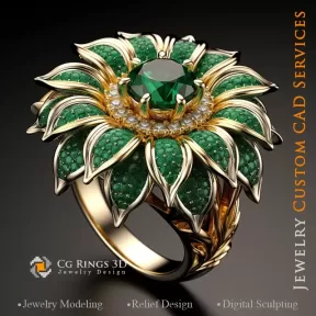 Anillo Girasol - CAD 3D de Joyería