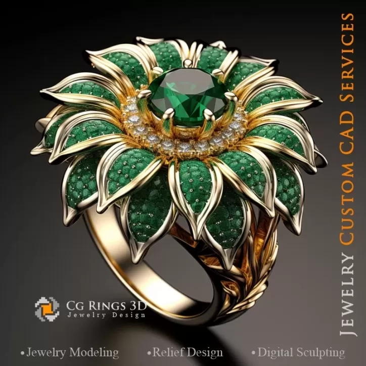 Sonnenblumenring - Schmuck 3D CAD