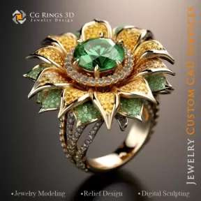 Anillo Girasol - Joyería 3D CAD