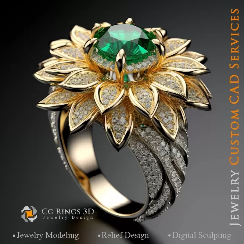 Sonnenblumen-Ring - Schmuck 3D CAD