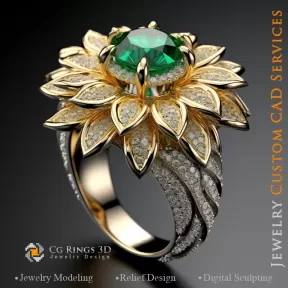 Sonnenblumen-Ring - Schmuck 3D CAD