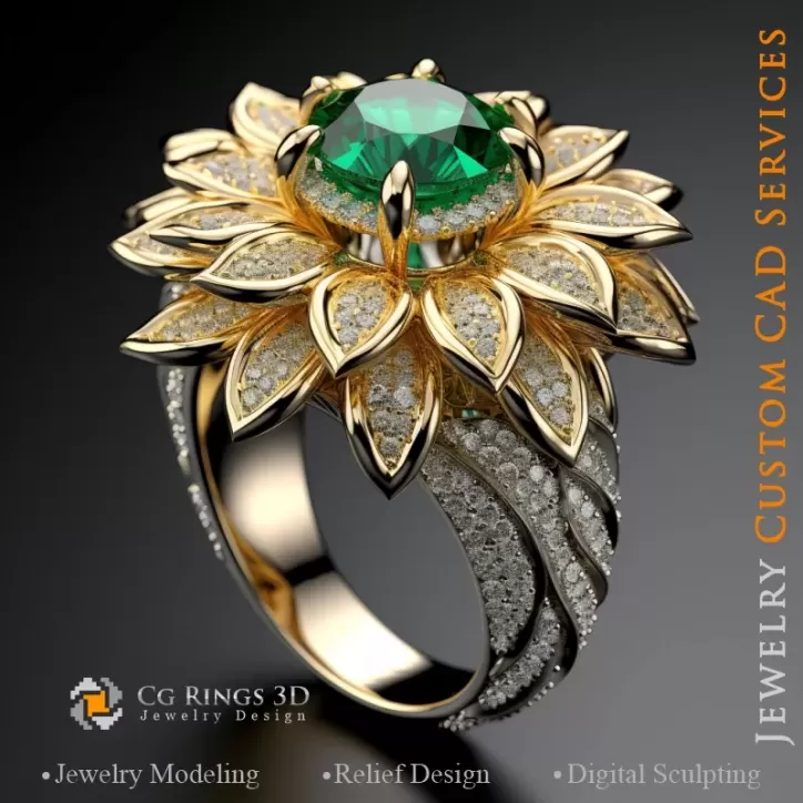 Sonnenblumen-Ring - Schmuck 3D CAD