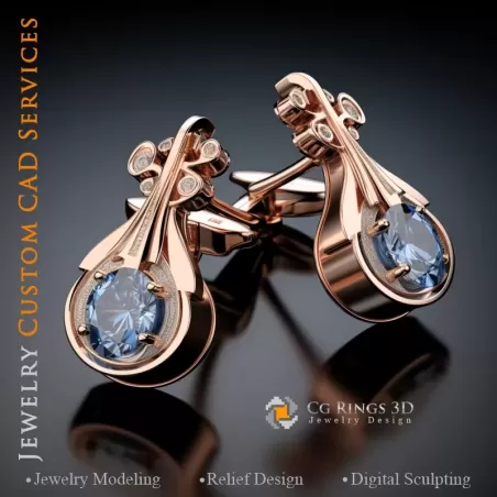 Boutons Manchette Violon - Joaillerie 3D CAO