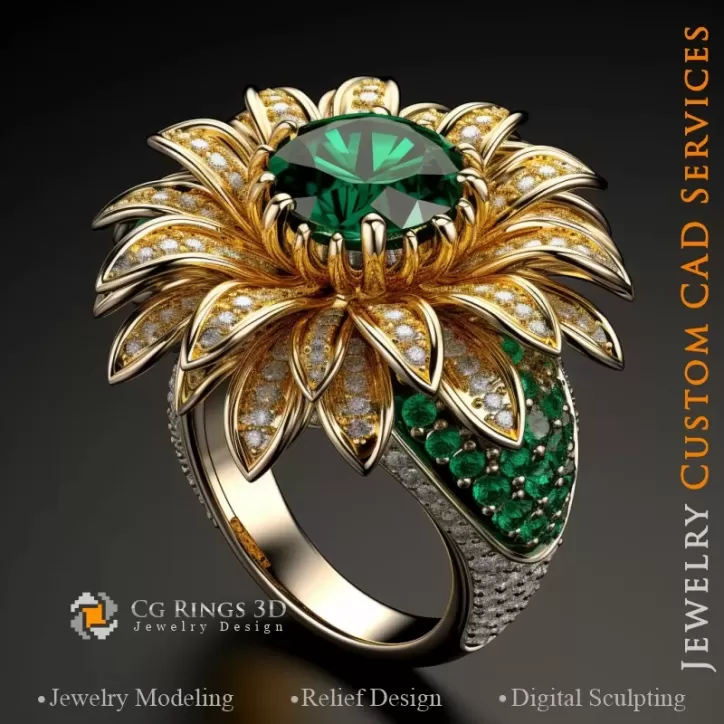 Sonnenblumen-Ring - Schmuck 3D CAD Sonnenblumen-Ring - Schmuck 3D CAD