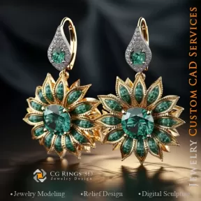 Orecchini Girasole - Gioielli 3D CAD