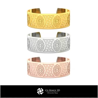 Bracciale zodiacale 3D Leone per donna, Gioielli CAD 3D, Bracciali CAD 3D, Bracciali 3D, Bracciale rigido 3D, Bracciali
