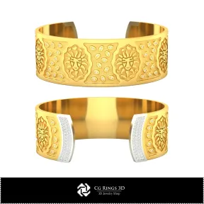 Bracciale zodiacale 3D Leone per donna, Gioielli CAD 3D, Bracciali CAD 3D, Bracciali 3D, Bracciale rigido 3D, Bracciali
