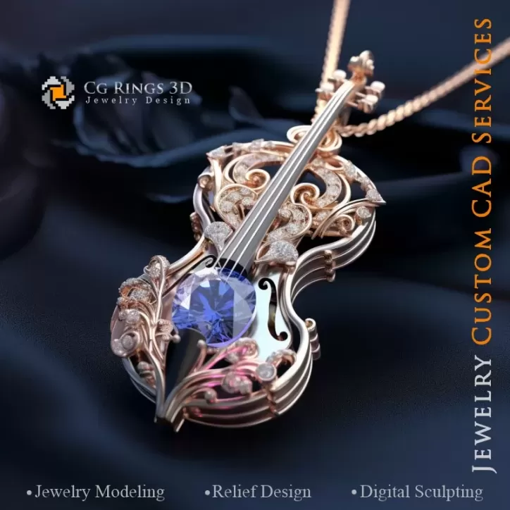 Colgante Violín - CAD 3D de Joyería Colgante Violín - CAD 3D de Joyería