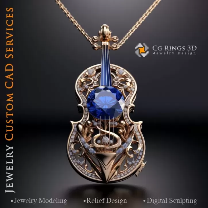 Geigen-Anhänger - Schmuck 3D CAD