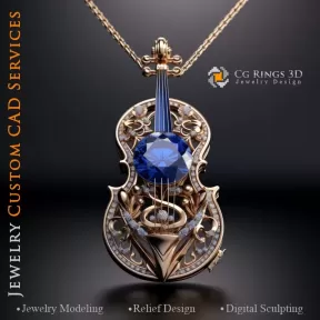 Geigen-Anhänger - Schmuck 3D CAD