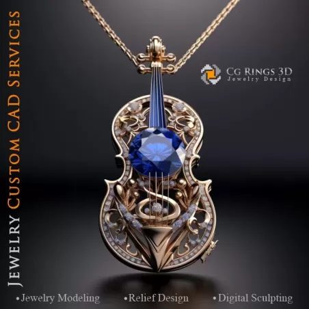 Colgante Violín - CAD 3D de Joyería