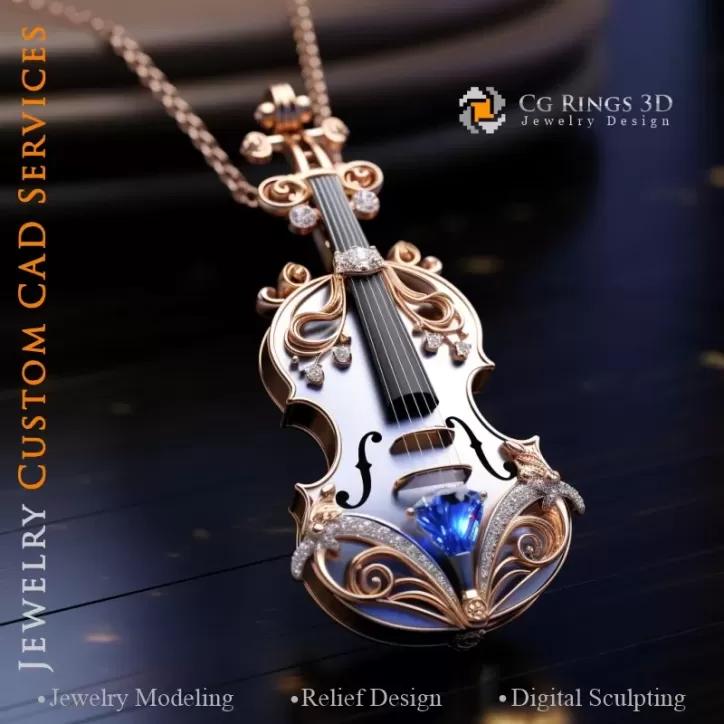 Colgante Violín - CAD 3D de Joyería