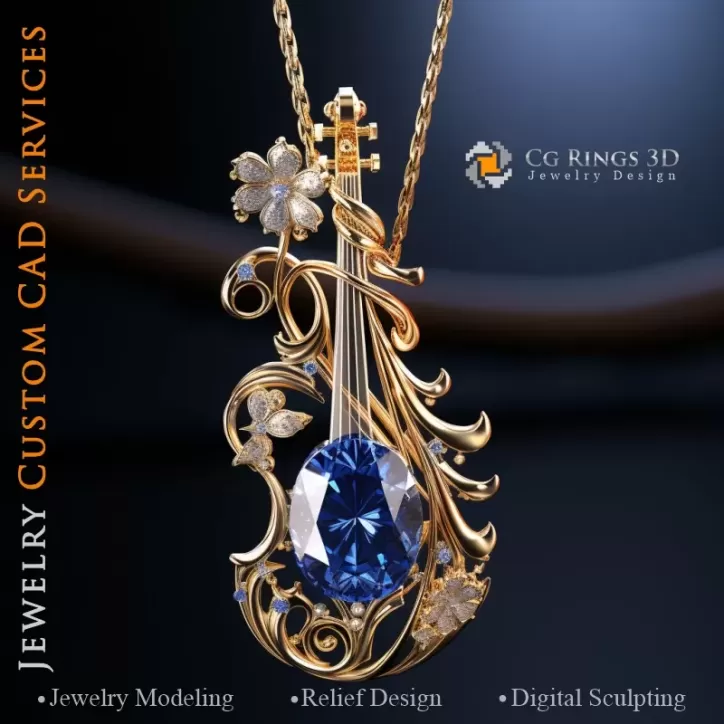 Geigen-Anhänger - Schmuck 3D CAD