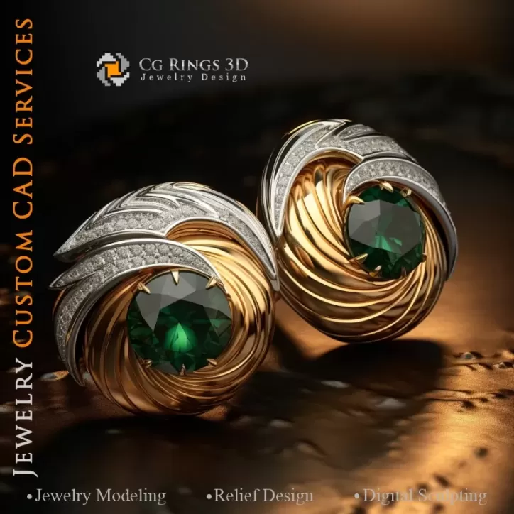 Maritime Wellen Manschettenknöpfe - Schmuck 3D CAD