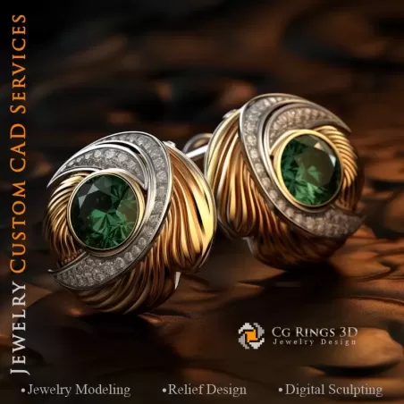 Maritime Wellen Manschettenknöpfe - Schmuck 3D CAD