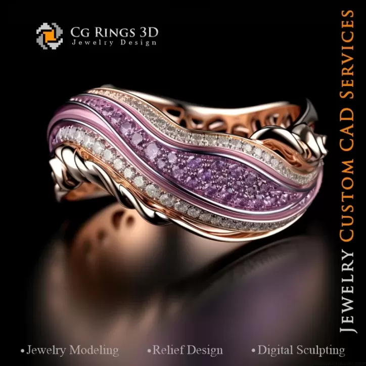 Anillo Olas Marítimas - CAD 3D de Joyería