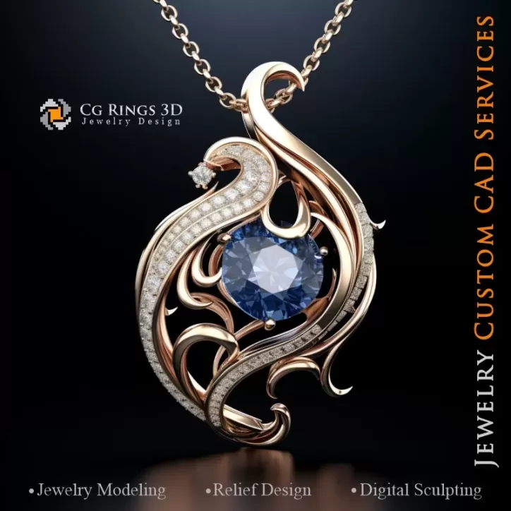 Pendentif Vagues Maritimes - Joaillerie 3D CAD