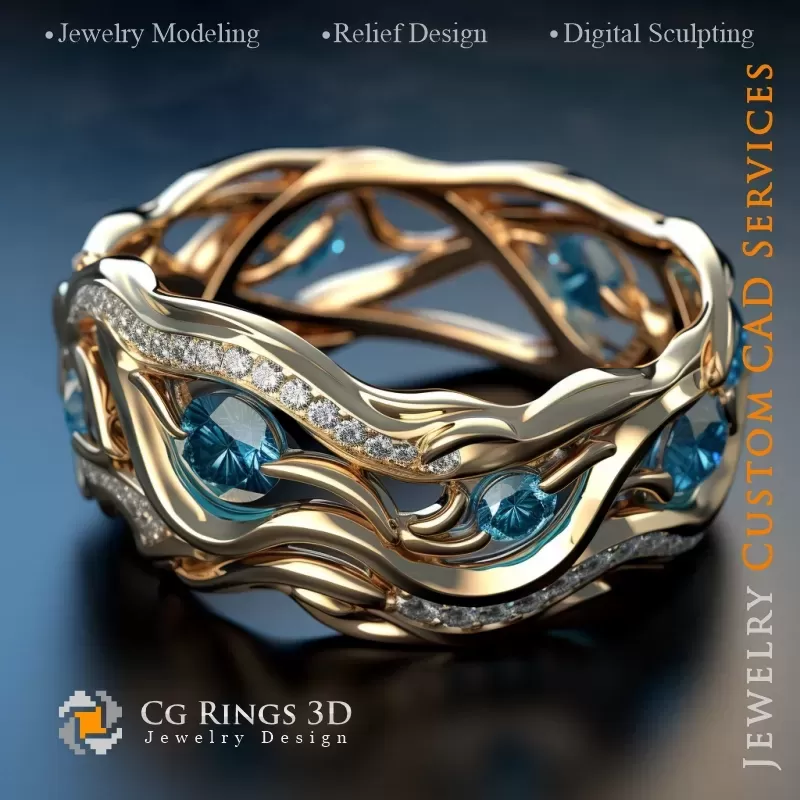 Maritime Waves Ring - Gioielleria 3D CAD