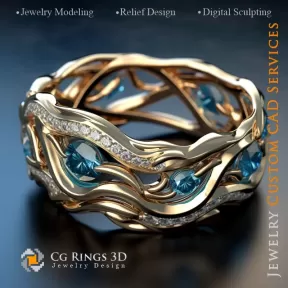 Anillo Ondas Marinas - CAD 3D de Joyería