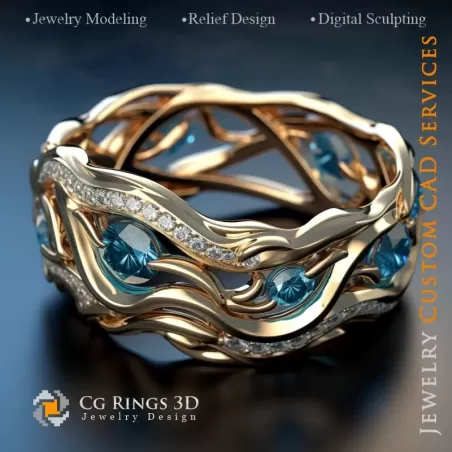 Maritime Waves Ring - Schmuck 3D CAD