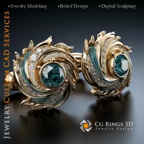 Maritime Waves Cufflinks - Jewelry 3D CAD