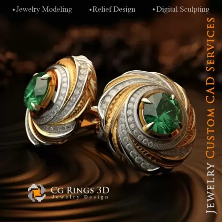 Maritime Waves Cufflinks - Jewelry 3D CAD