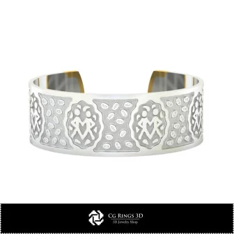 Pulsera zodiacal Géminis 3D para mujer, bisutería CAD 3D, pulseras CAD 3D, pulseras 3D, brazalete 3D, pulseras zodiacales 3D