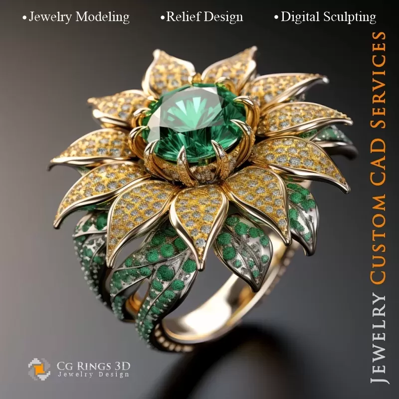 Sunflower Ring - Jewelry 3D CAD