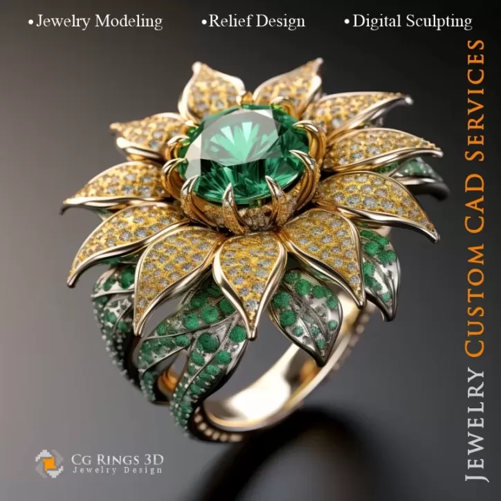 Sonnenblumenring - Schmuck 3D CAD
