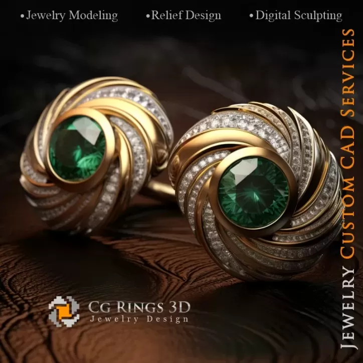 The Storn 袖扣 - 珠宝 3D CAD The Storn 袖扣 - 珠宝 3D CAD