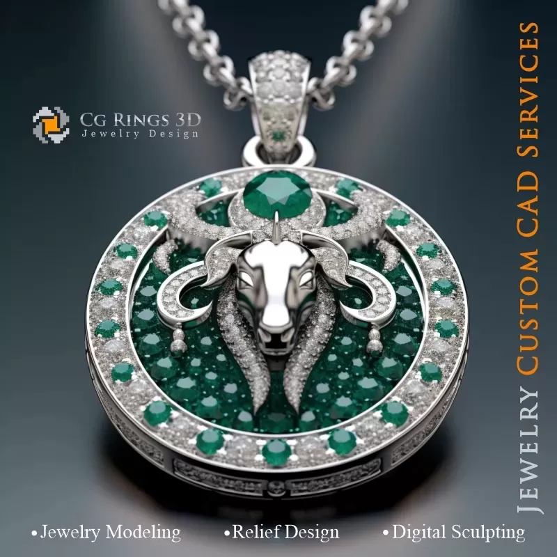 Colgante del Zodíaco Aries - Joyería CAD 3D