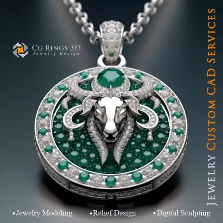 Pendentif Zodiaque Belier - Joaillerie 3D CAO