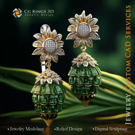 Sunflower Earrings - Jewelry 3D