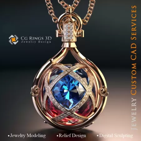 Hourglass Pendant - Jewelry 3D