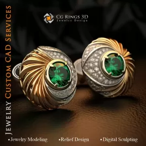 Boutons de Manchette Vagues Maritimes - Joaillerie 3D