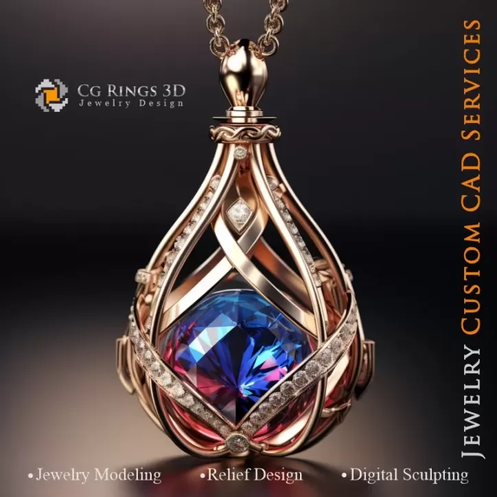 Sanduhr-Anhänger - Schmuck 3D